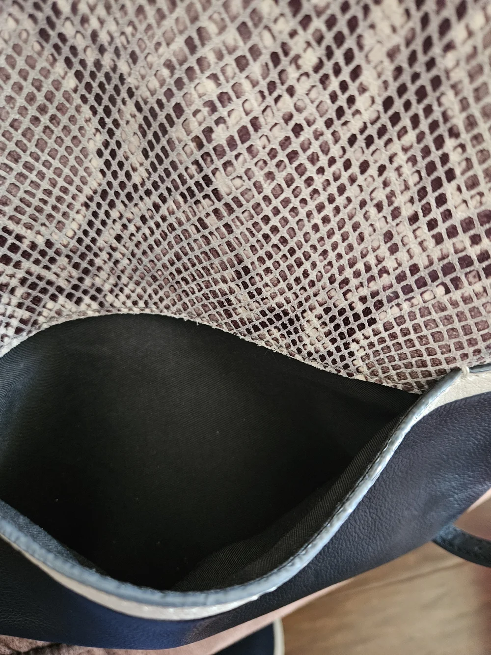 Fossil Black & Taupe Snake-Print Leather Crossbody Bag